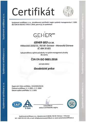 Certifikát ČSN EN ISO 9001:2016 - náhled, kliknutím zvětšíte